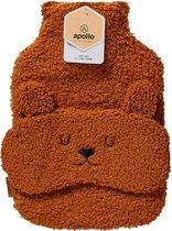 Apollo - Warmwaterkruik - Kruik met hoes - Kruikenzak - Met slaapmasker - Baby - Teddy - Bruine beer