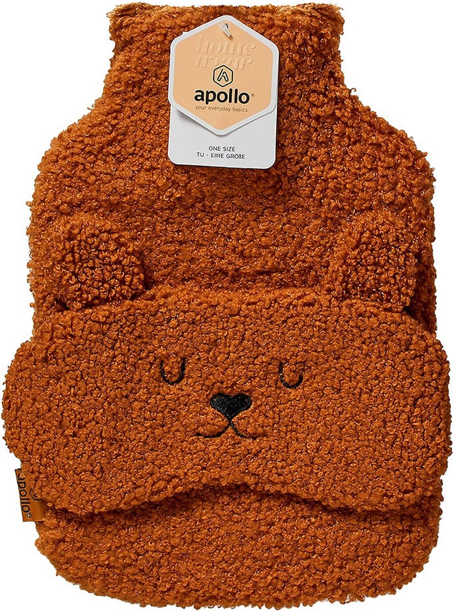 Goedkoopste Apollo - Warmwaterkruik - Kruik met hoes - Kruikenzak - Met slaapmasker - Baby - Teddy - Bruine beer