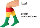 12x Paar Sokken rood/geel/groen maat 39-42 - Carnaval themafeest Limburg fun kousen festival