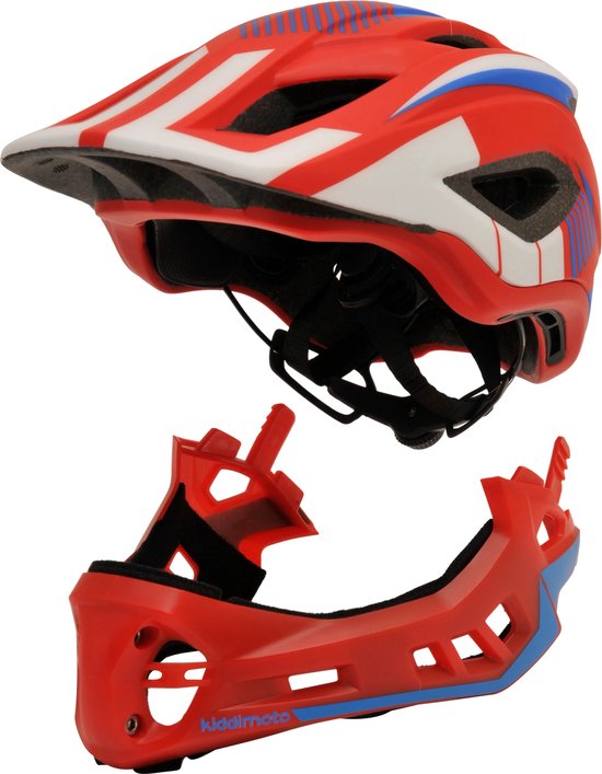 Kiddimoto Full Face helm-M-Rood/blauw