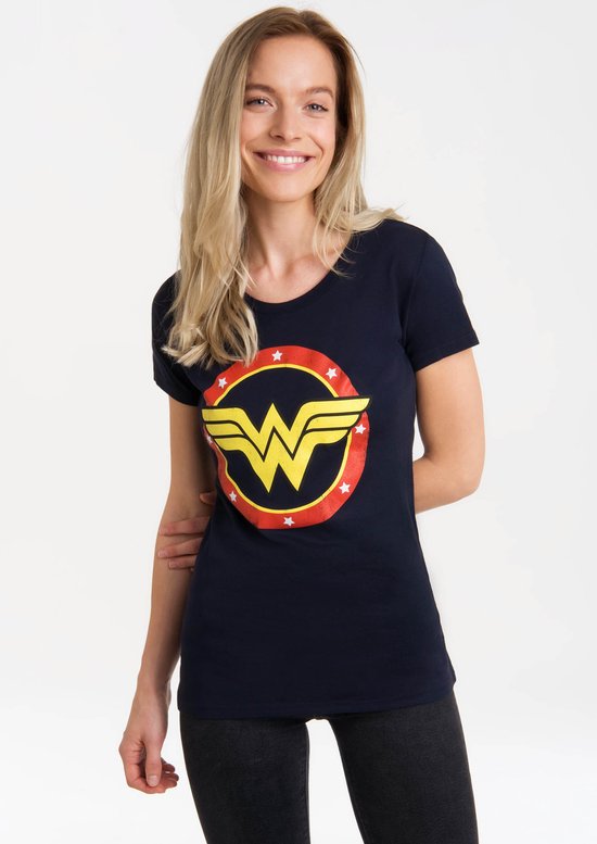 Logoshirt Vrouwen T-shirt Wonder Woman - Logo Circle - DC Comics - Shirt met ronde hals van Logoshirt - blauw