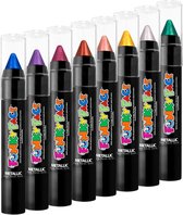 Paintglow - Face Paint Stick - Schmink stiften kinderen - Festival make up - Metallic - Multicolor - 8 stuks