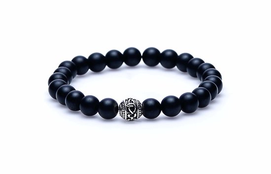 Bracelet Karma (bijou) Black is Black perle logo ronde argent Noir 86241