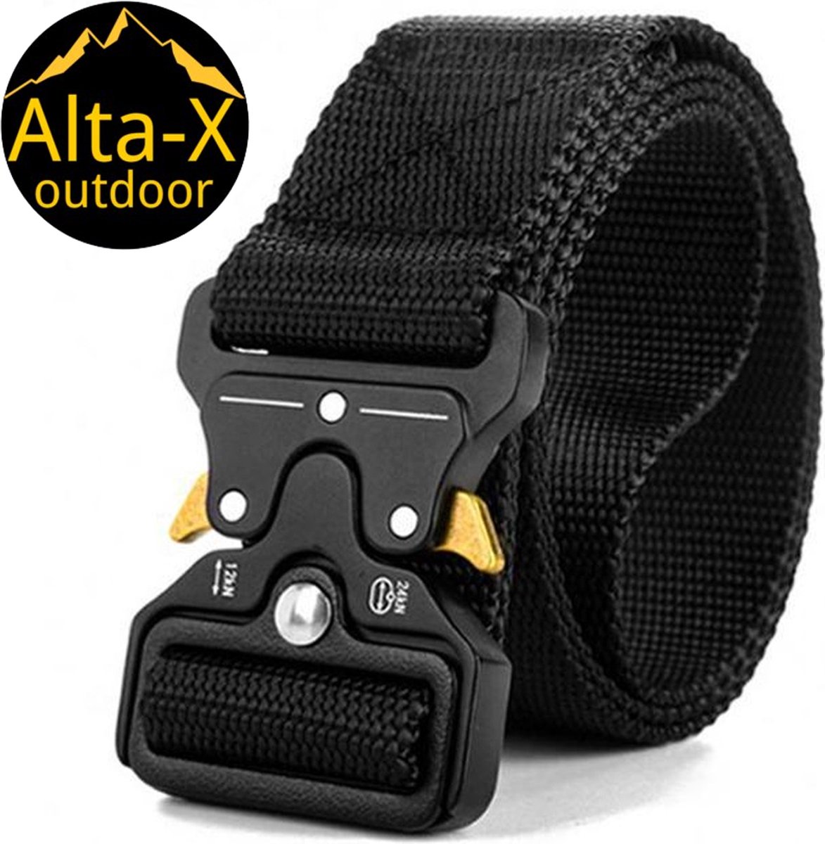 Alta-X Outdoor - Tactical Belt - Zwart - Werkriem - Leger Riem - Veiligheidsriem - Heup Riem - Quick Release - 125 CM - Verstelbaar - vaderdag kado