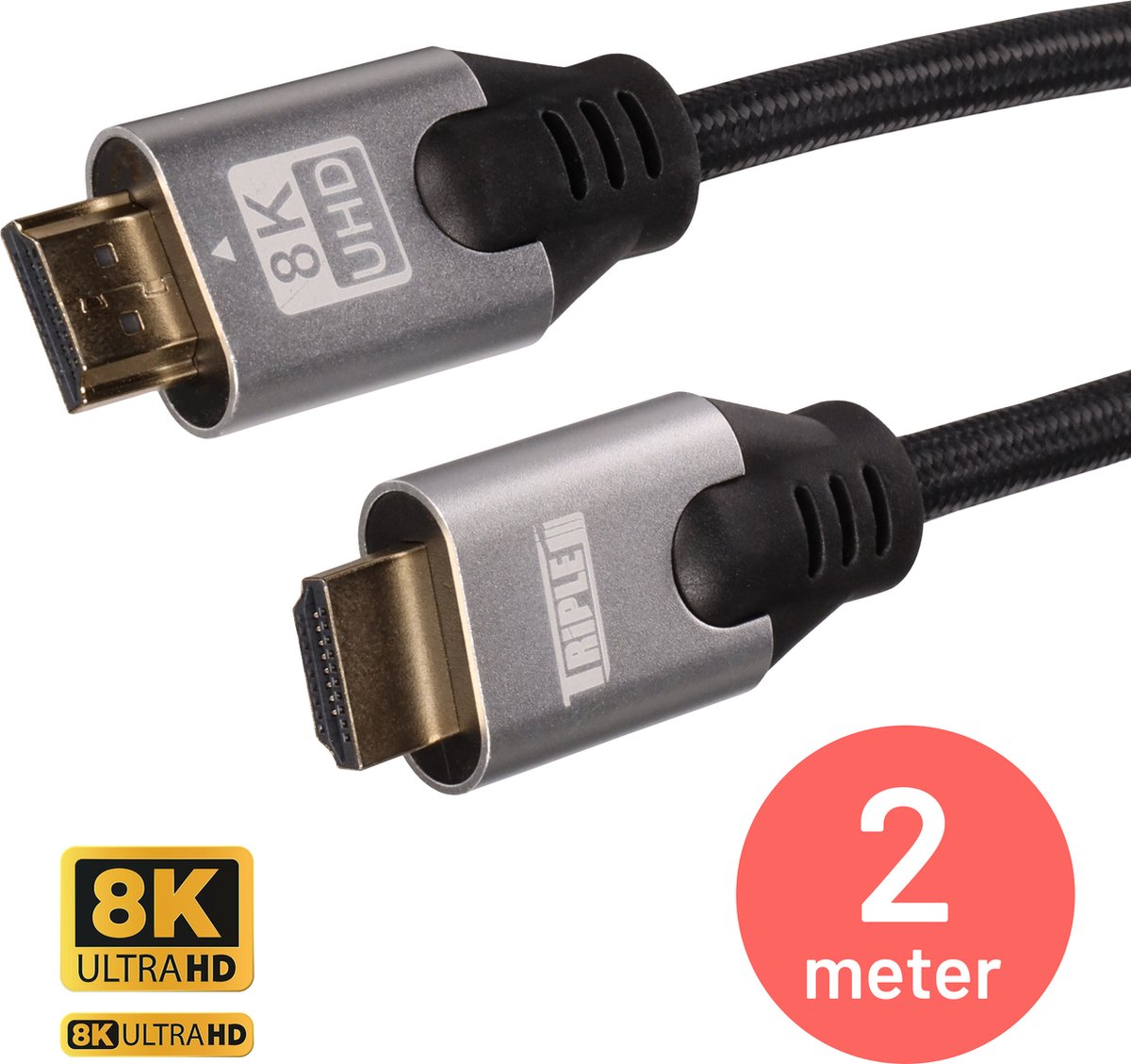 Triple J® 8k HDMI kabel 2.1 - 8K Ultra High Speed - HDMI naar HDMI - 2 meter