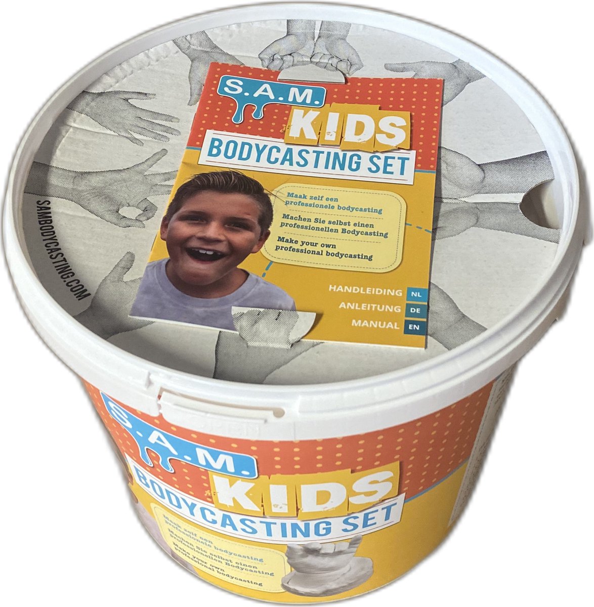 SAM Kids Bodycasting Set | De enige echte | voor het afvormen van minimaal 3 kinderhanden | Gips beeldje | complete set | Bekend van televisie | De beste kwaliteit gips en Gel — afbeelding 3