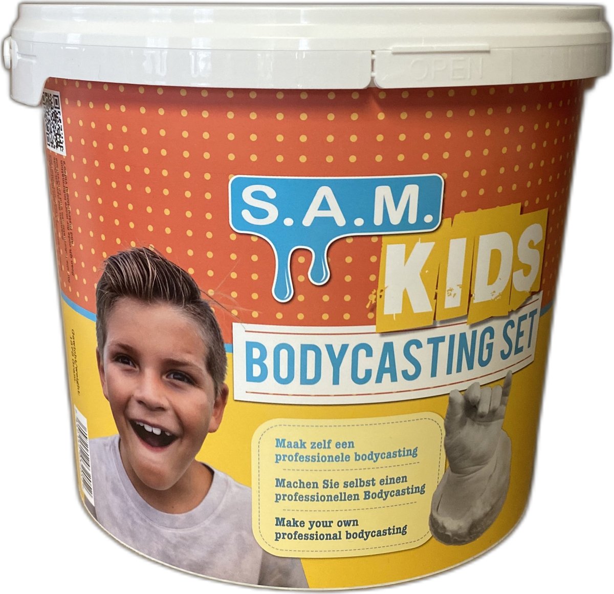 SAM Kids Bodycasting Set | De enige echte | voor het afvormen van minimaal 3 kinderhanden | Gips beeldje | complete set | Bekend van televisie | De beste kwaliteit gips en Gel — afbeelding 2