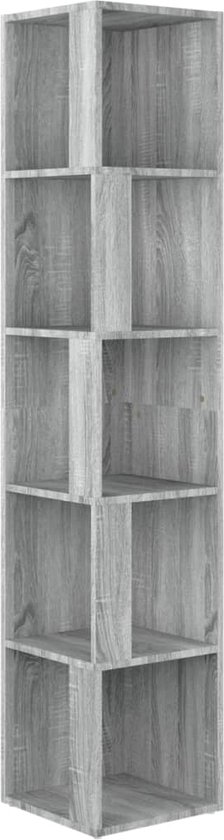 vidaXL - Hoekkast - 33x33x164,5 - cm - bewerkt - hout - grijs - sonoma - eikenkleurig