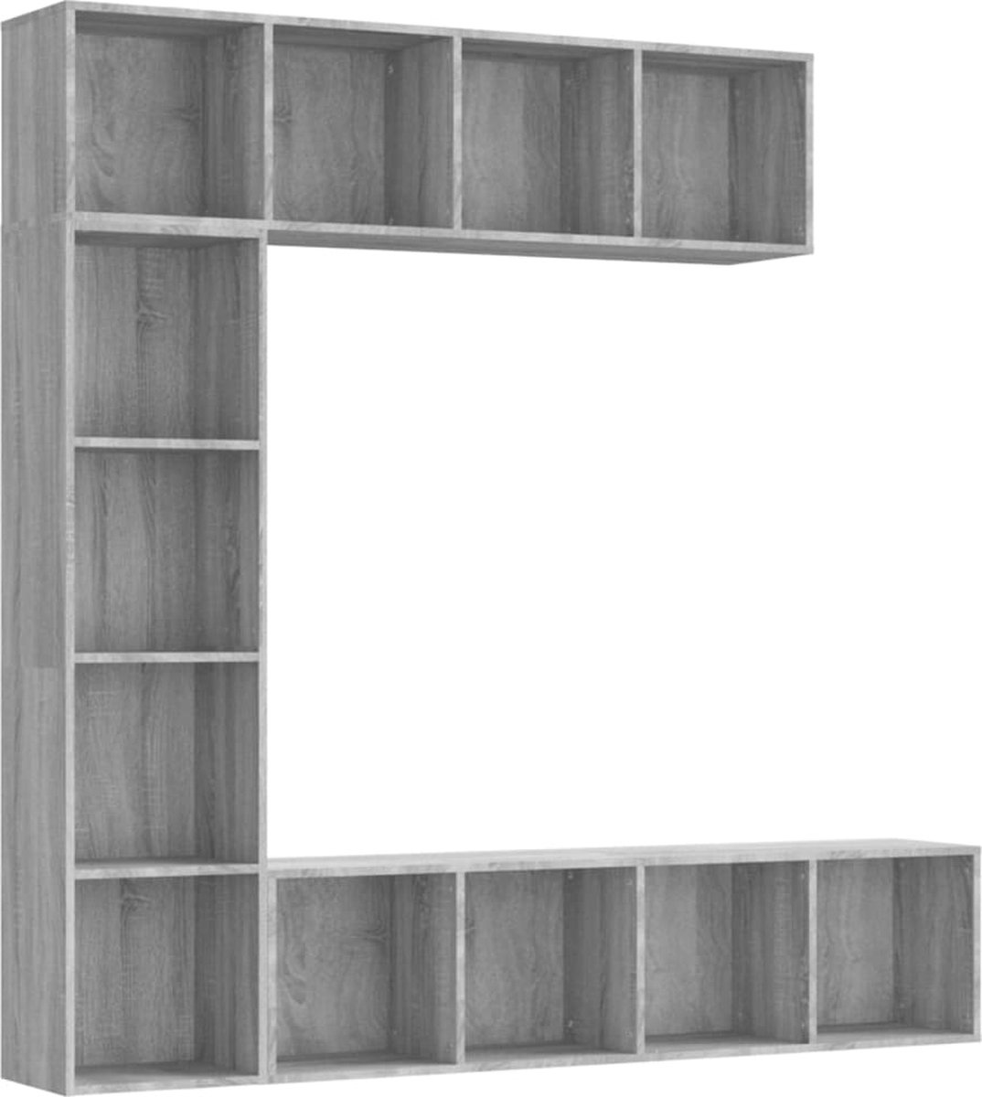 vidaXL 3-delige boekenkast- / tv-meubelset 180x30x180 cm grijs sonoma