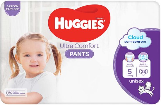 Huggies - Couche-culotte - Ultra Comfort - Taille 5 - Petit Paquet - 32  pièces - 12/17 KG