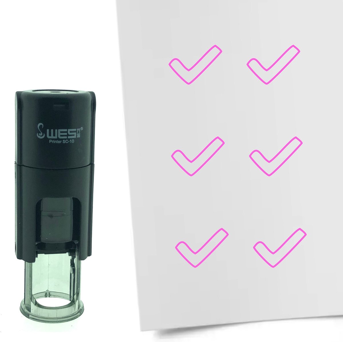 CombiCraft Stempel Open vinkje 10mm rond - Roze inkt