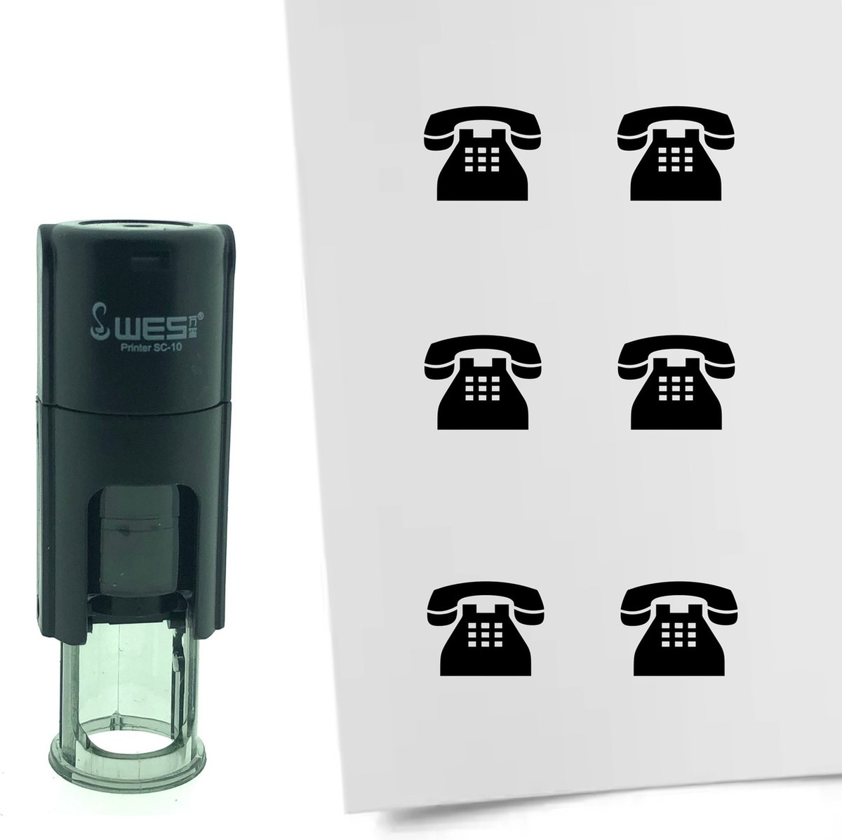 CombiCraft Stempel Telefoon 10mm rond - Zwarte inkt