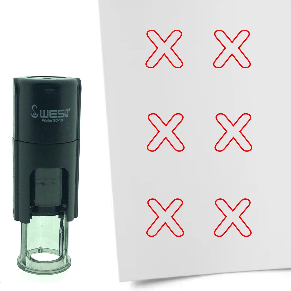 CombiCraft Stempel Open kruisje 10mm rond - Rode inkt