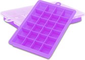 Intirilife 2x ijsblokjesvormpjes in LILA - Set van 2 met elk 24 vakjes Siliconen ijsblokjesvormpjes met deksel - Flexibele ijsblokjesvorm Afsluitbaar voor ijs, babyvoeding en meer
