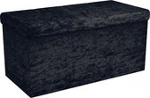 Intirilife Opvouwbare bank 76x38x38 cm in zwart fluweel - zitkubus met opbergruimte en deksel met fluwelen hoes - zitkubus voetensteun opbergkist zitkruk