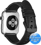 Bandje - Leer - geschikt voor Apple watch - 42/44/45/49 mm - Zwart