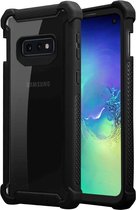 Cadorabo Hoesje geschikt voor Samsung Galaxy S10e in ALDER ZWART - 2-in-1 beschermhoes met TPU siliconen rand en acrylglas achterkant