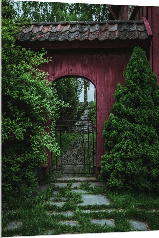 Acrylglas - Rode Poort Doorgang - 80x120 cm Foto op Acrylglas (Met Ophangsysteem)