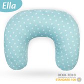 Ella Voedingskussen met hoes van 100% katoen - Zwangerschapskussen - Inclusief afneembare en wasbare hoes - Blauw met witte hartjes