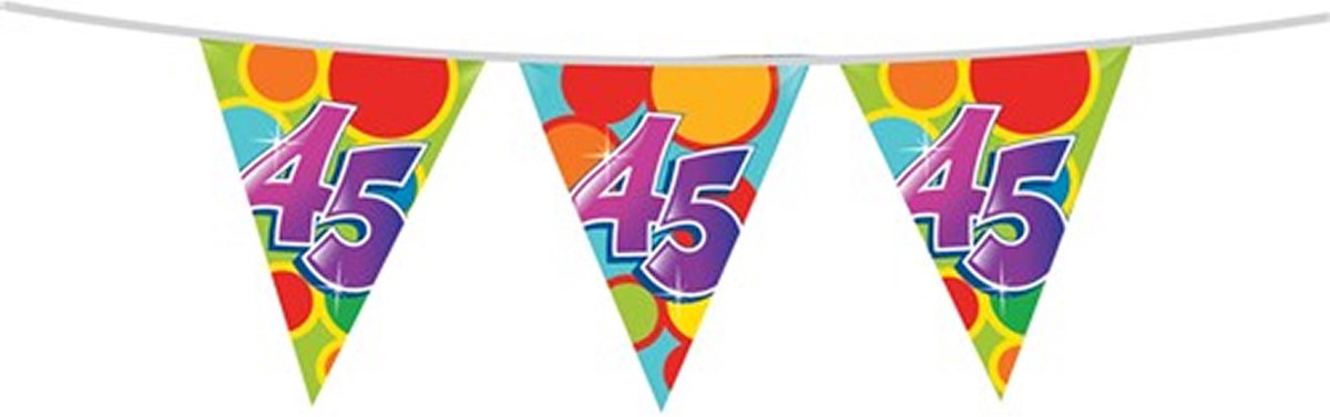 Haza Vlaggetjes - 45 jaar - leeftijd verjaardag - plastic - 10 meter
