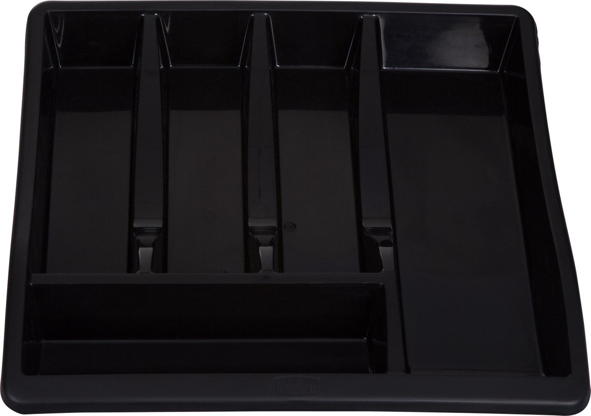 Whitefurze Bestekbak/keuken organizer - 2x - 5-vaks - Zwart - 39 x 39 x 6 cm