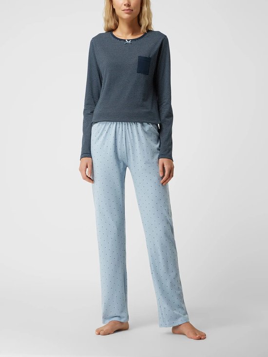 Schiesser Damespyjama set lang met manchetten zacht katoen comfort interlock pyjamaset, Multicolor 1_182021, 36