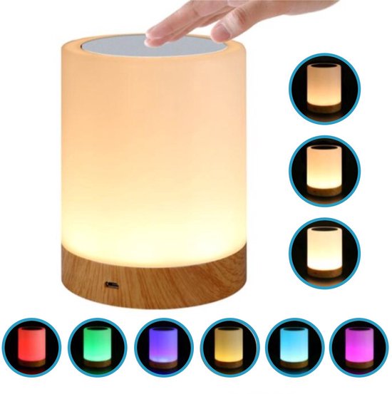 Jawes- Lampe de Grain bois- Rechargeable avec usb- 6 couleurs- Dimmable-... | bol.com