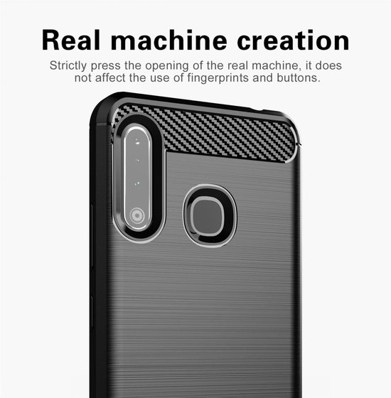 Coque Cadorabo pour Samsung Galaxy A70e en Zwart Brossé - Housse de protection en silicone TPU flexible aspect acier inoxydable-fibre de carbone Case Cover
