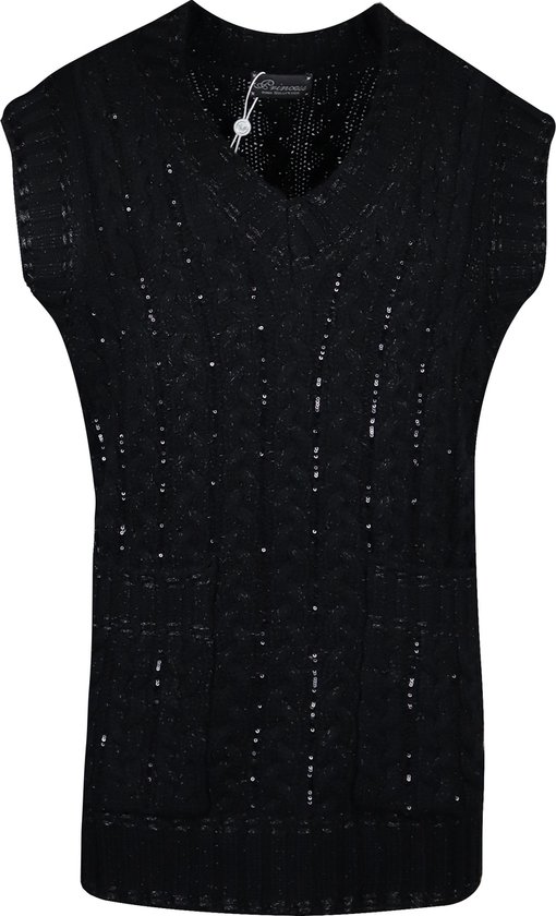 Gilet noir Princess Goes Hollywood avec motif torsadé et paillettes.