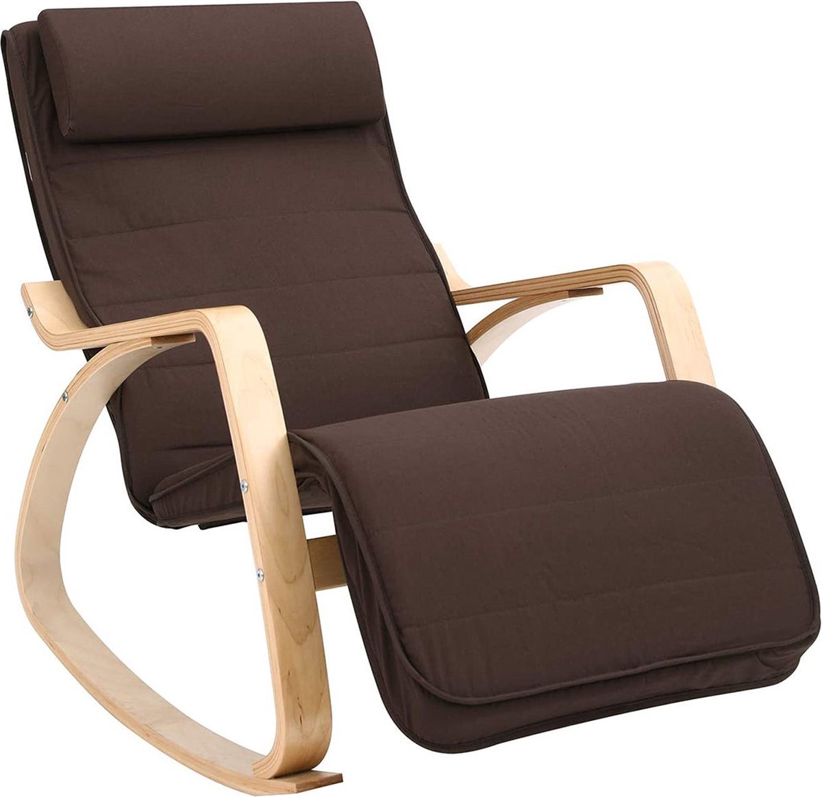 Schommelstoel - Relaxstoel - Met verstelbare voetsteun - Draagvermogen tot 150 kg - Bruin