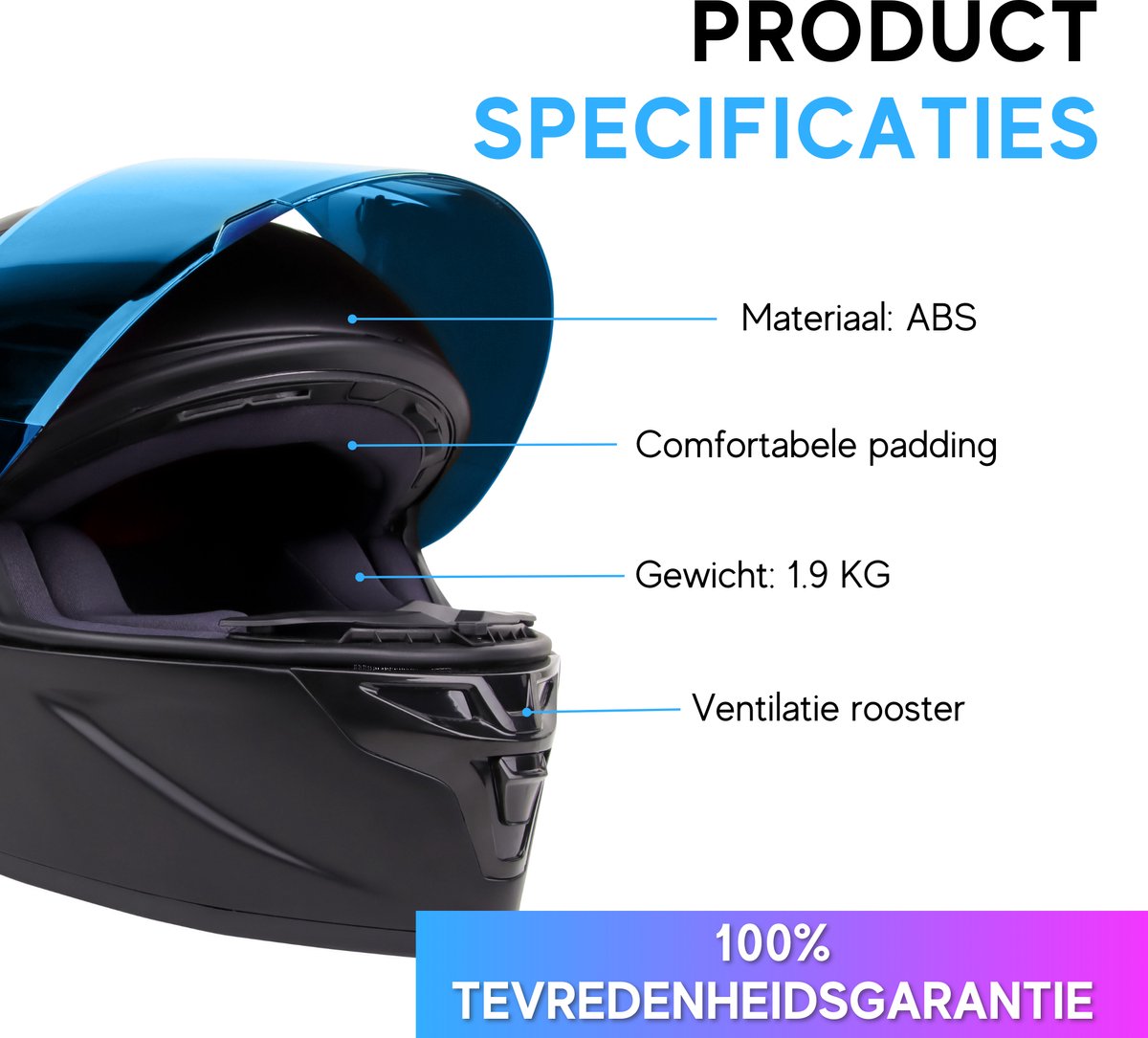 Scooter HelmMotor HelmMet Blauwe Zonne VisierL