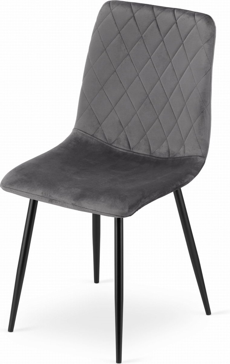 TURIN - Velvet eetkamerstoel - set van 4 eettafel stoelen - grijs