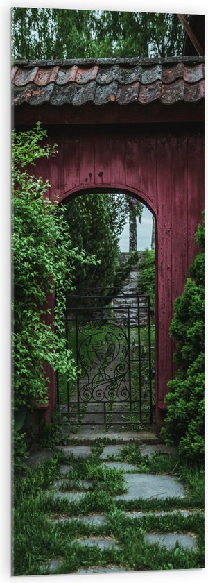 Acrylglas - Rode Poort Doorgang - 40x120 cm Foto op Acrylglas (Met Ophangsysteem)
