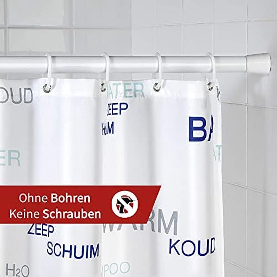 Douchegordijnstang, douchestang, 5590 cm, telescoopstang met klemmen