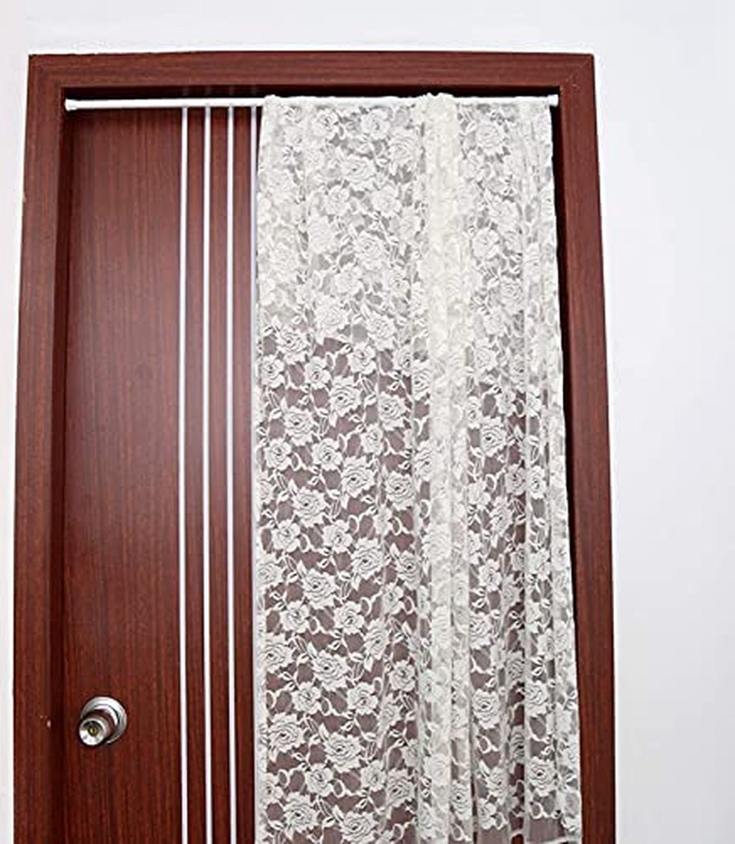 MEISENBERG 2 stuks Douchegordijnstang, Gordijnroede Zonder Boren 50-80 cm, Telescopische Metalen Stang, Uitschuifbare Spanstang voor Badkamer, Garderobe, Keuken - 25 mm, Wit, Roestvrij Staal