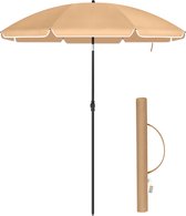 Parasol bâton - 160 cm de diamètre - Parasol de jardin rond / octogonal en polyester - inclinable - avec sac de transport - taupe
