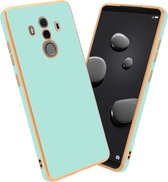 Cadorabo Hoesje voor Huawei MATE 10 PRO in Glossy Mintgroen - Goud - Beschermhoes Case Cover van flexibel TPU-silicone en met camerabescherming