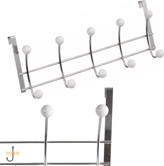 Hangende Kapstok Over De Deur Met 2 Gaasmanden En 11 Haken Roestvrijstalen Deurhanger Voor Achterkant Van Deur Opbergplanken Handdoekenrek Voor Badkamer Slaapkamer Keuken Ivoor