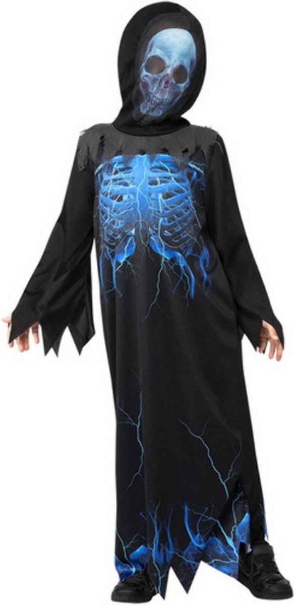 Morph Kostuum Magere Hein voor kinderen, griezelig Halloween Reaper kostuum, perfect voor Halloween en carnaval, L
