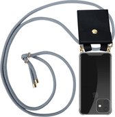 Cadorabo Hoesje geschikt voor Apple iPhone 11 PRO in ZILVER GRIJS - Silicone Mobiele telefoon ketting beschermhoes met gouden ringen, koordriem en afneembare etui
