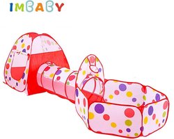 IMBABY Baby Speeltent – Tent Kinderen Speeltent – Opvouwbare Speeltent – Speeltent Meisjes – Speeltent Jongens – Wit/Rood
