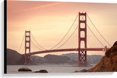 Canvas - Rode Brug - San Francisco - 90x60 cm Foto op Canvas Schilderij (Wanddecoratie op Canvas)