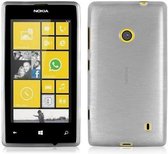 Cadorabo Hoesje geschikt voor Nokia Lumia 525 in ZILVER - Beschermhoes van flexibel TPU silicone Case Cover in Brushed design