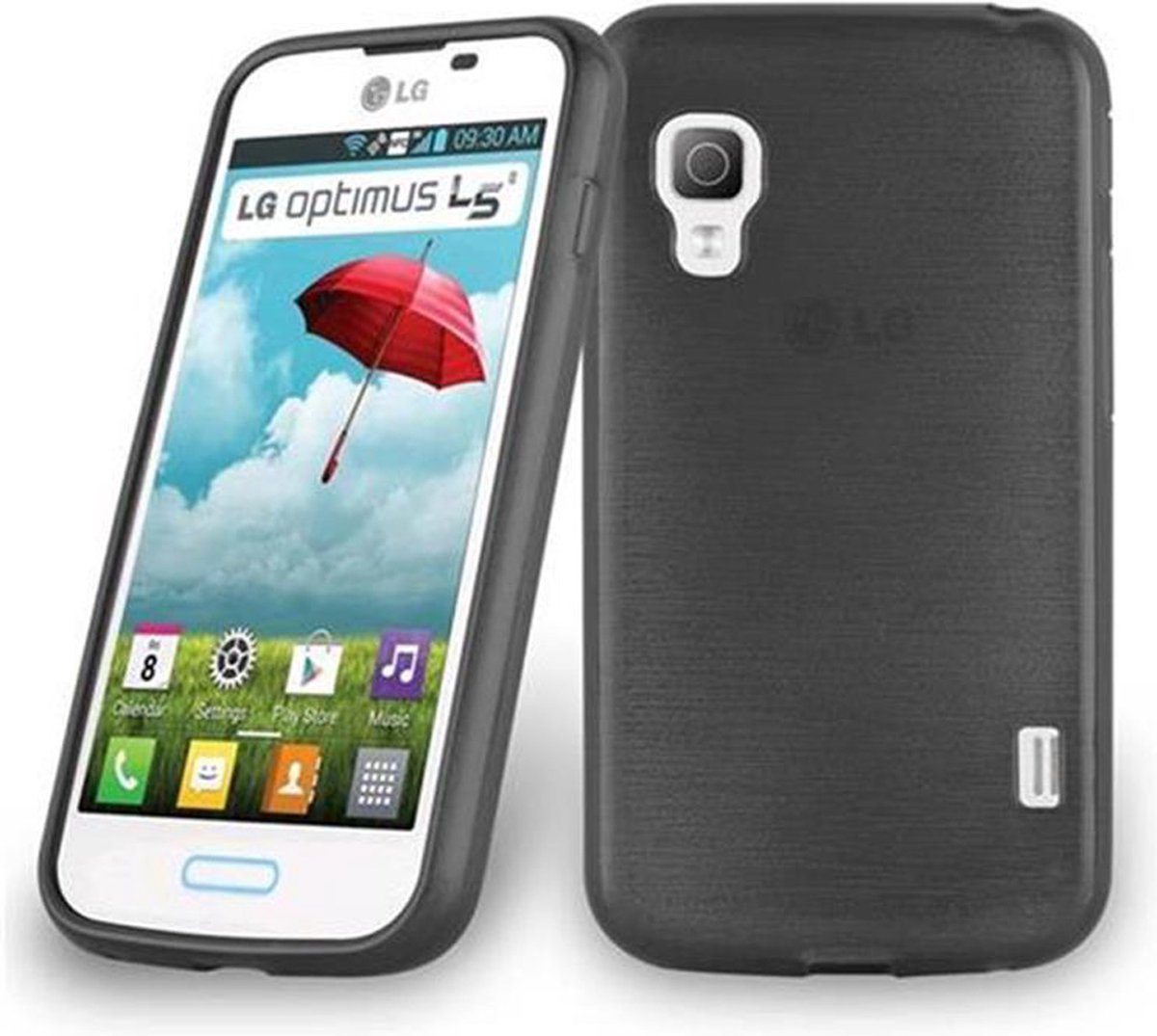 Cadorabo Hoesje geschikt voor LG L5 II (2. SIM) in ZWART - Beschermhoes van flexibel TPU silicone Case Cover in Brushed design