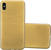 Cadorabo Hoesje geschikt voor Apple iPhone XS MAX in GOUD - Beschermhoes van flexibel TPU silicone Case Cover in Brushed design