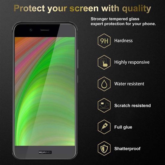 Cadorabo Film de blindage plein écran pour Huawei NOVA 2 - Film de protection en TRANSPARENT avec NOIR - Verre de protection d'écran trempé (trempé) en dureté 9H avec 3D Touch