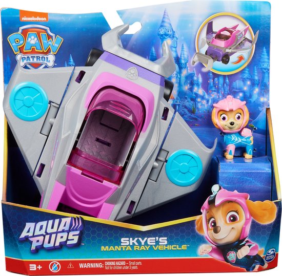 Sinds Normaal gesproken Tijdig PAW Patrol Aqua Pups - Transformerend Reuzenmata-voertuig met Skye-Speelfiguur  | bol.com