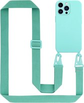 Cadorabo Mobiele telefoon ketting geschikt voor Apple iPhone 13 PRO MAX in LIQUID TURKOOIS - Silicone beschermhoes met lengte verstelbare koord riem