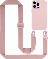 Cadorabo Mobiele telefoon ketting compatibel met Apple iPhone 13 PRO MAX in LIQUID ROZE - Silicone beschermhoes met lengte verstelbare koord riem