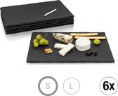 Amazy leisteen borden set (6 stuks) incl. krijtstift om op te schrijven - decoratieve serveerborden van natuurlijk leisteen voor het smaakvol serveren van gerechten en couverts (30 x 20 cm)
